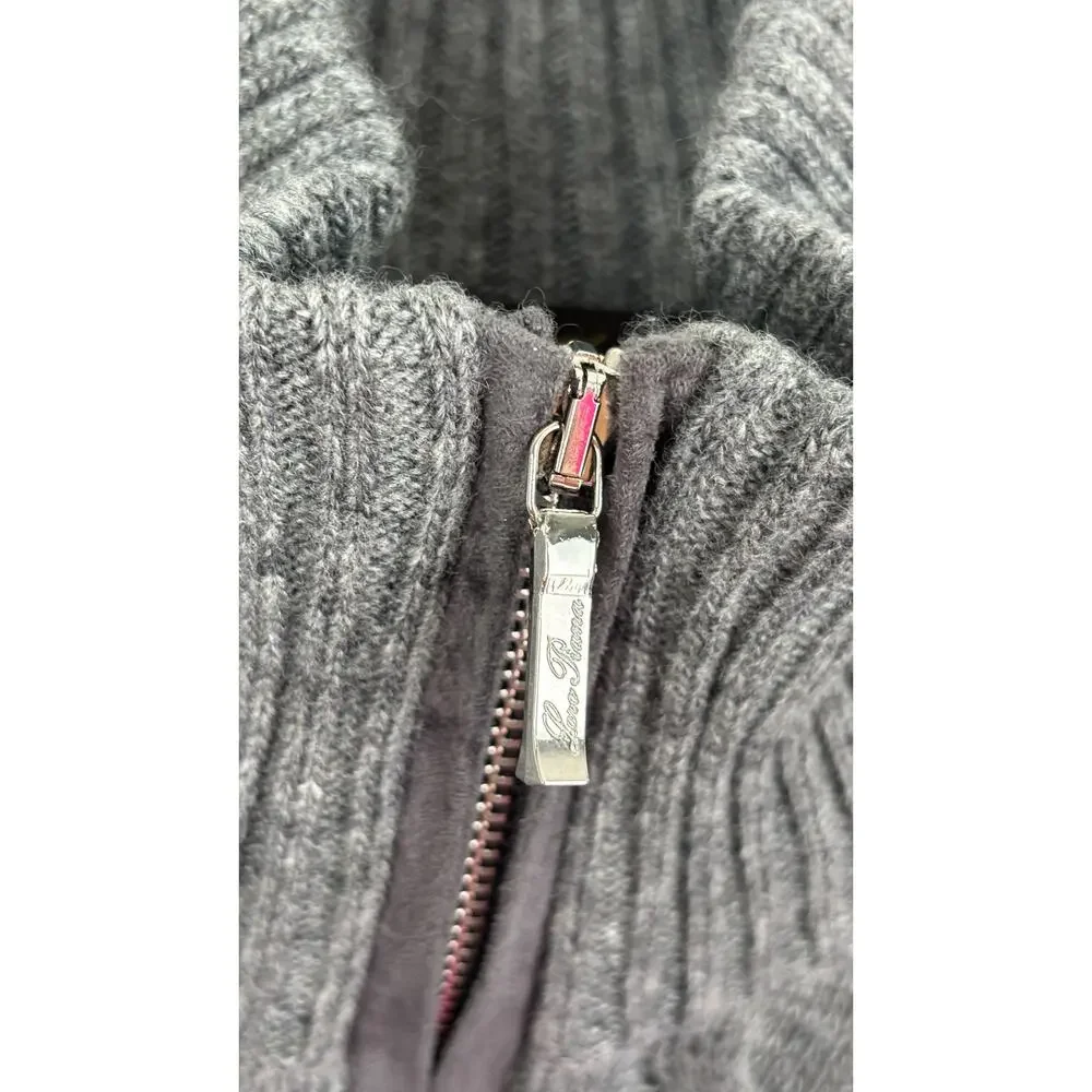 Loro Piana Baby Cashmere Treccia Cable Knit Quarter Zip Sweater Gray Men Size 54